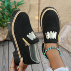 Damen Sportliche Slipper mit glänzendem Reißverschluss und rutschfester Sohle R&B