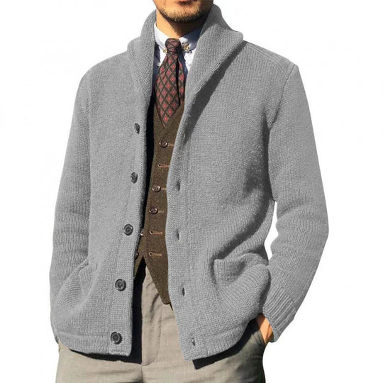 Herren Strickjacke mit modernem Stehkragen und praktischen Knöpfen R&B