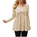 Damen V-Ausschnitt Langarmshirt mit Rüschendetail R&B