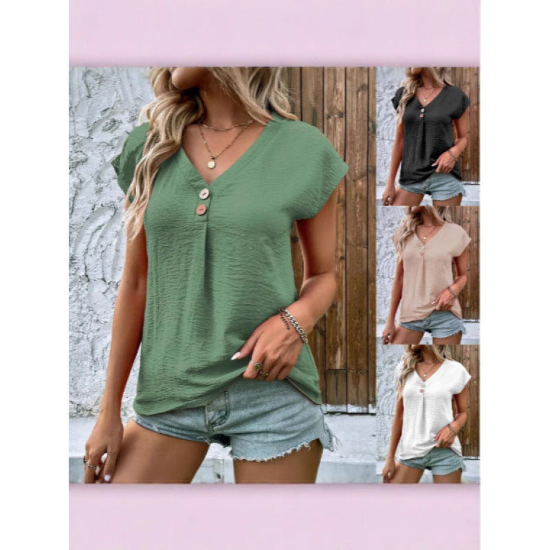 Damen trendiges V-Pullover mit Knopfdetails R&B