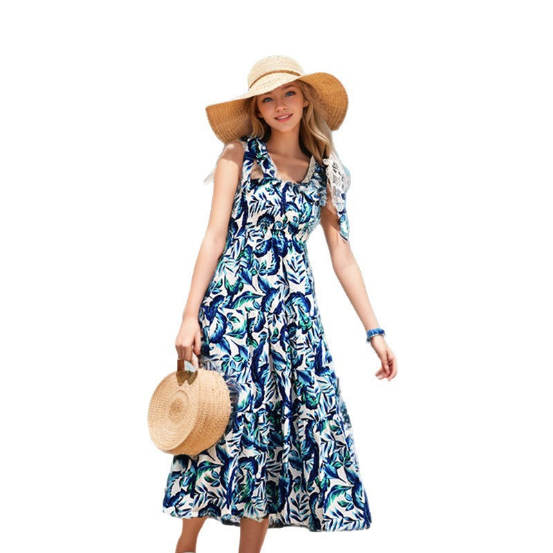 Damen Strandkleid mit floralem Muster und schwingendem Rock R&B