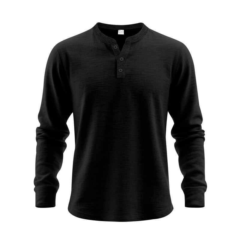 Herren Langarm-Hemden im klassischen Henley-Stil R&B