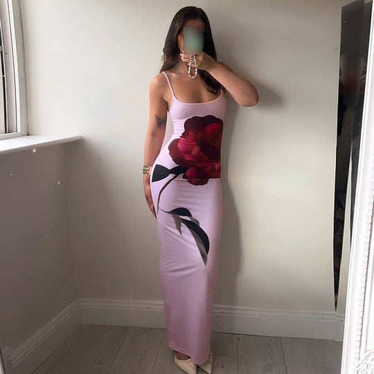 Damen Fließendes Maxikleid mit floralem Druck und schmalen Trägern R&B