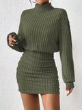 Damen Hochgeschlossener Strickpullover und Rock R&B