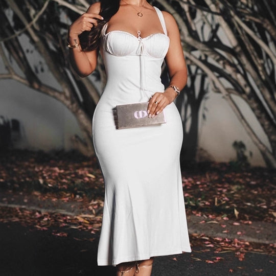 Damen Elegantes Maxikleid mit raffinierten Trägerdetails und figurbetonter Silhouette R&B