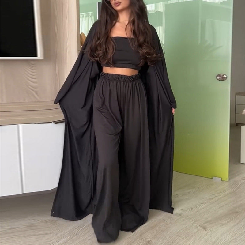 Damen eleganter Lounge-Anzug mit weit geschnittenem Cardigan R&B