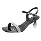 Damen Glamouröse Sandalen mit luxuriöser Verzierungen und elegantem Blockabsatz