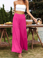 Damen Weite Sommerhose mit hohem Taillenbund und luftigen Falten R&B