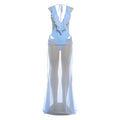 Damen Elegantes Strandkleid mit fransigen Details und tiefem V-Ausschnitt R&B