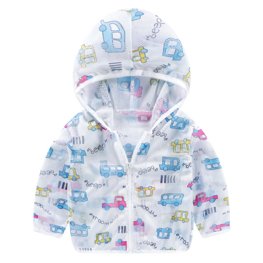 Unisex nan atmungsaktive Mesh Kapuzenjacke für Babys mit vollem Reißverschluss und verspieltem Hasen-Karotten-Druck R&B
