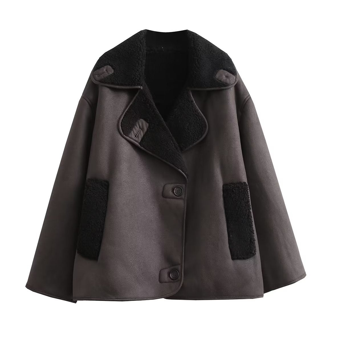 Damen modische Übergangsjacke mit weich gefüttertem Kragen und praktischen Taschen R&B