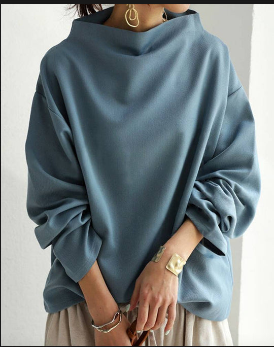 Damen oversized Pullover mit speziellem Kragen und lässigem Schnitt R&B