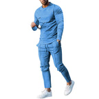 Herren nan athletisches Longsleeve- und Nahtdetail-Jogginghose-Set mit schlanker Passform R&B