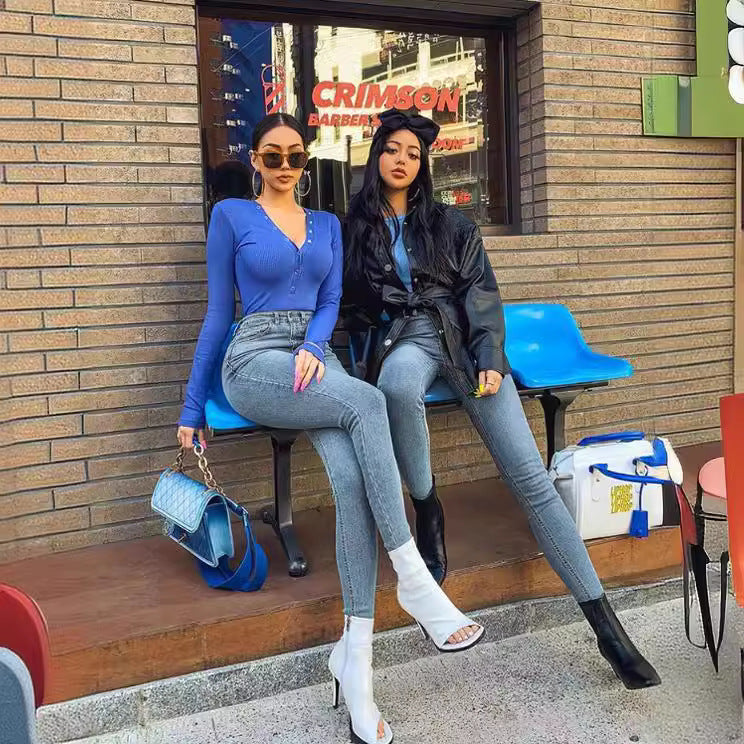 Damen Skinny Jeans mit Hochbund und sculptierendem Effekt R&B
