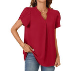 Damen Elegante Bluse mit V-Ausschnitt und Puffärmeln R&B