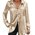 Damen elegante Bluse aus schimmerndem Stoff mit klassischem Kragen R&B
