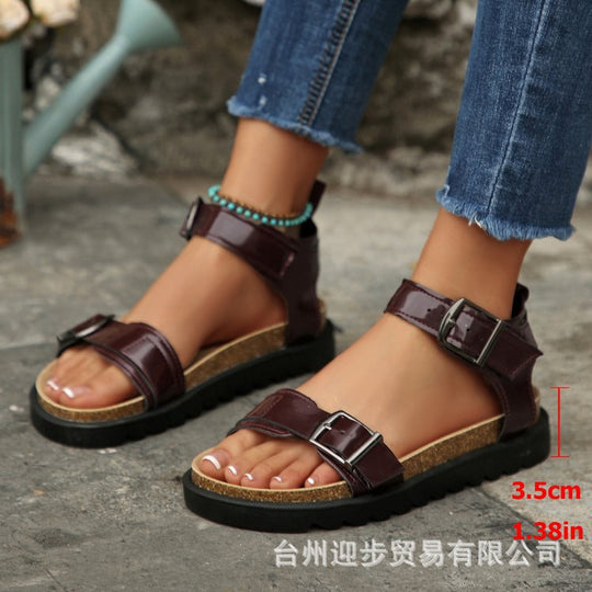 Damen verstellbare Riemchen-Sandalen mit komfortabel gepolsterter Sohle R&B