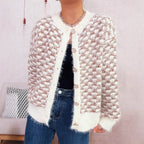 Damen gemütlicher Strickcardigan mit dekorativem Knopfdesign R&B