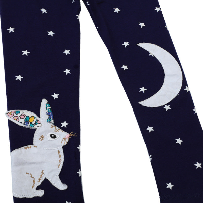 Mädchen Leggings mit verspieltem Hasen- und Sternenmotiv R&B