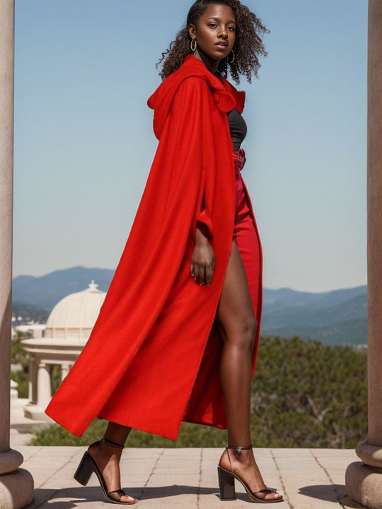 Damen eleganter Maxikleid-Mantel mit schwingendem Schnitt und einzigartigem Design R&B