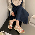Damen Sommer-Sandalen mit modischen Kreuzriemen und bequemer Sohle EB