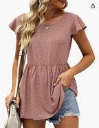 Damen Sommerliches Blusenshirt mit Rüschendetails R&B