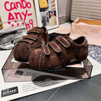 Damen modische Sneaker mit breiten Klettverschlüssen aus weichem Wildleder R&B