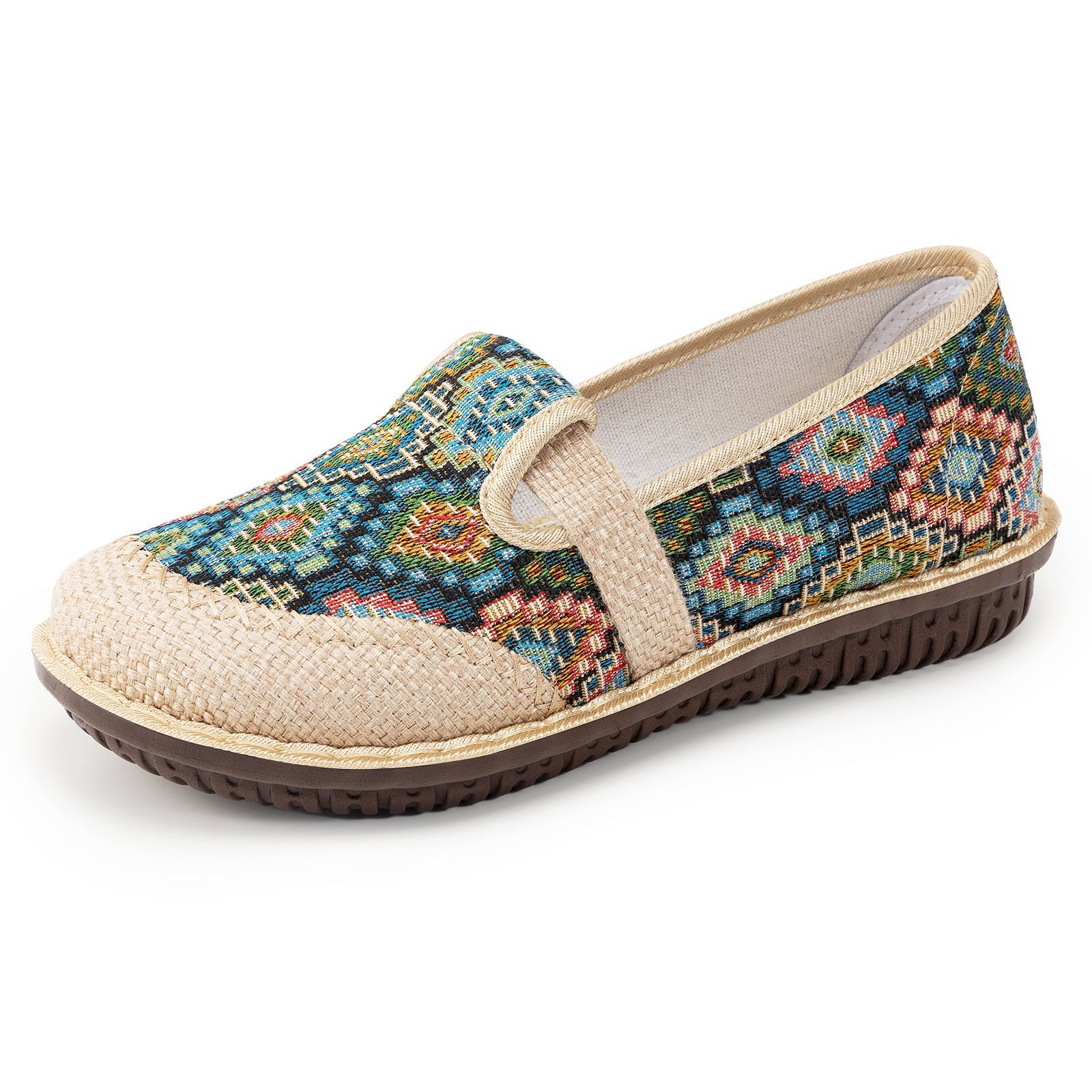 Damen Bequeme Slip-On Clogs mit buntem Jacquard-Muster R&B
