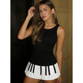 Damen spielerisches Rock-Outfit mit Klaviertasten-Design R&B