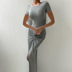 Damen Elegantes Maxi-Kleid mit schmeichelndem Knotendetail R&B