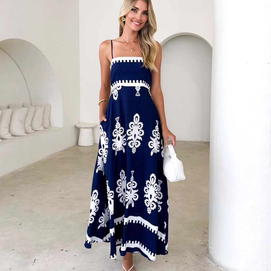 Damen Maxikleid mit elegantem Boho-Muster und filigranem Unterteil R&B