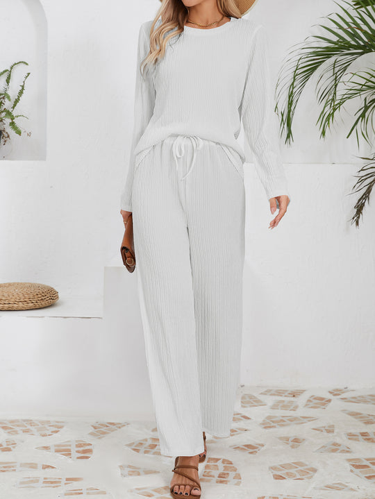 Damen Lässiges Lounge-Set aus leichtem Rippmaterial mit elastischem Bund R&B