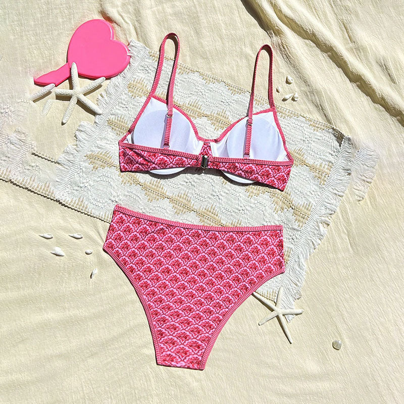 Damen Hochgeschnittener Bikini mit gepolstertem Oberteil und elastischem Höschen R&B