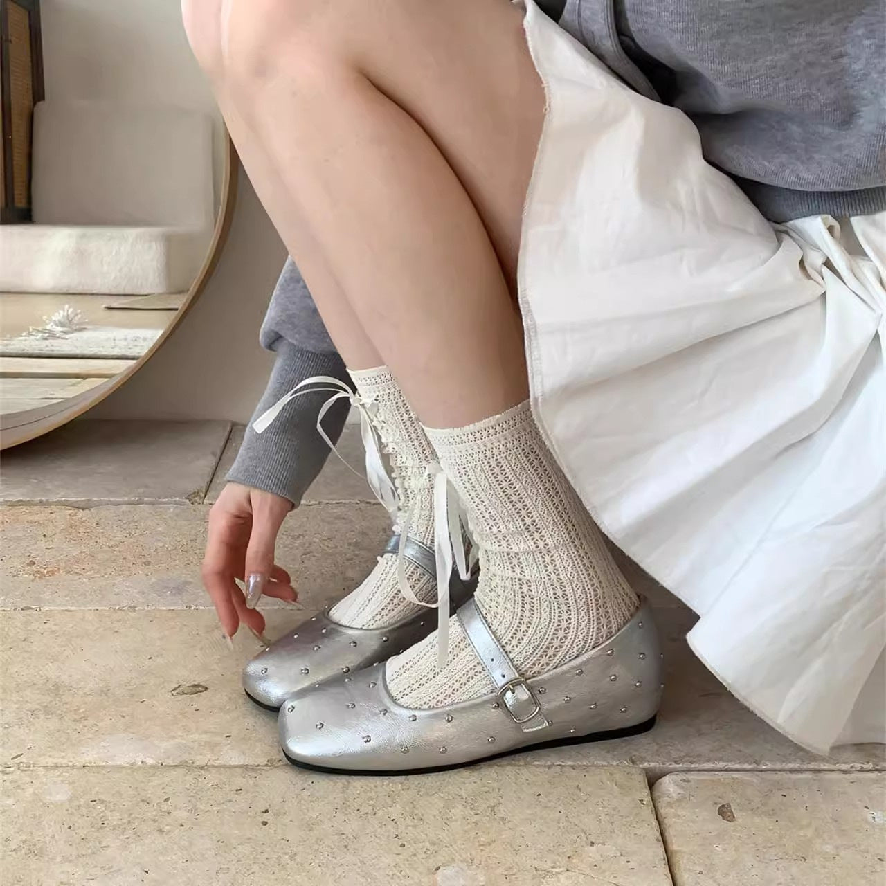 Damen Ballerinas mit dekorativer Schnalle und funkelndem Design R&B