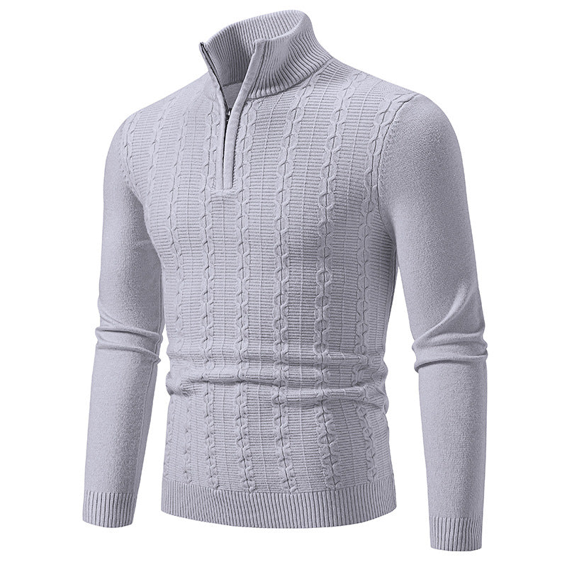Herren Strickpullover mit modernem Stehkragen und strukturierter Fläche