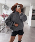 Damen kuscheliger Rollkragenpullover mit weiten Ärmeln und strukturellem Design R&B