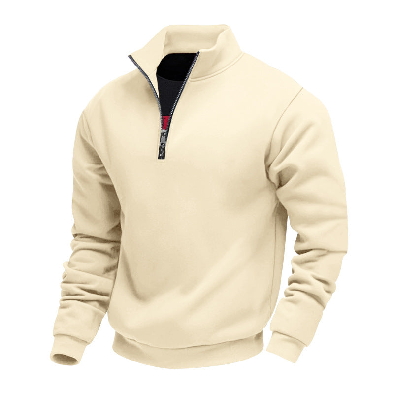 Herren Sweatpullover mit halbem Reißverschluss und atmungsaktiver Struktur R&B