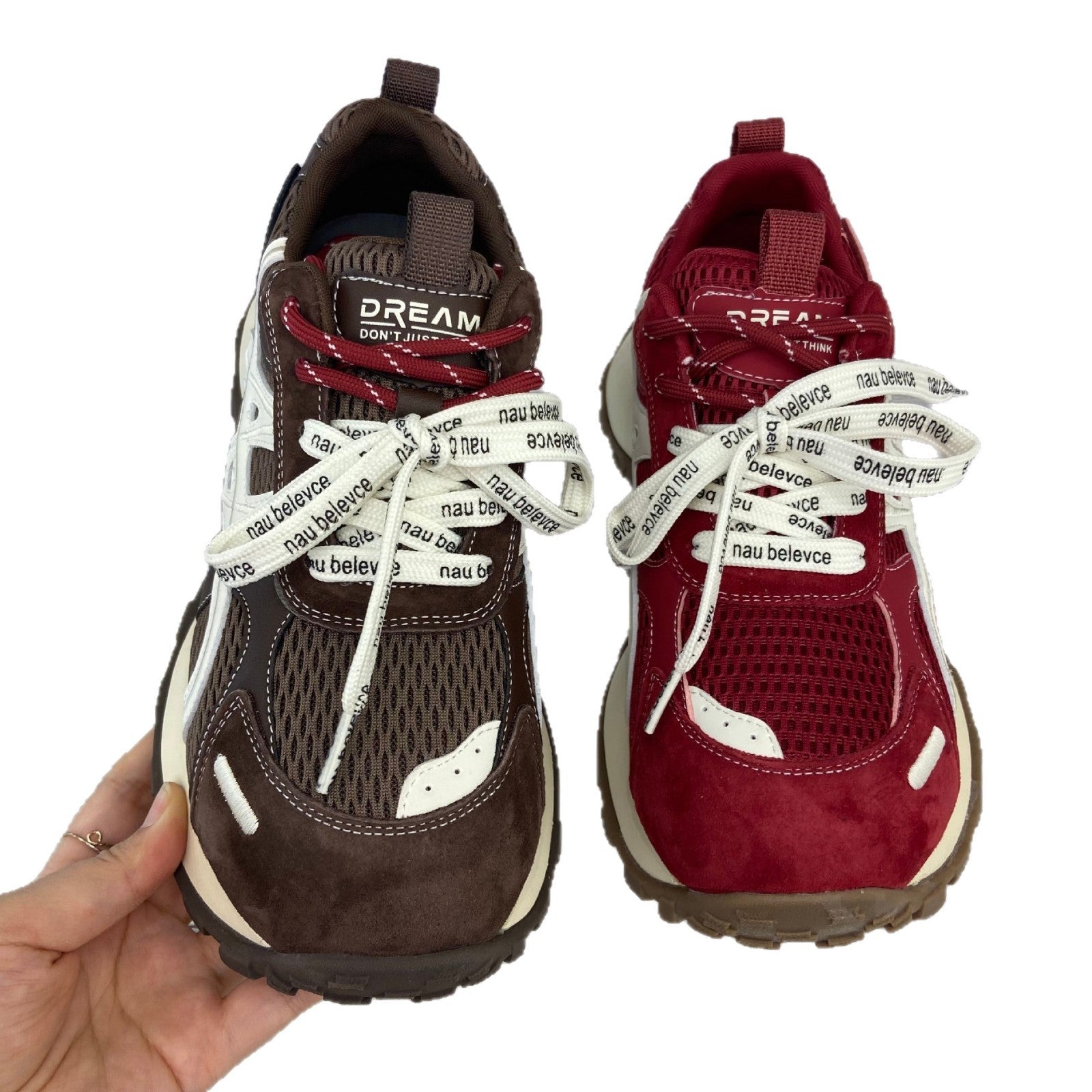 Damen Sportliche Plateau-Sneaker mit atmungsaktiver Mesh-Oberfläche und dämpfender Sohle R&B