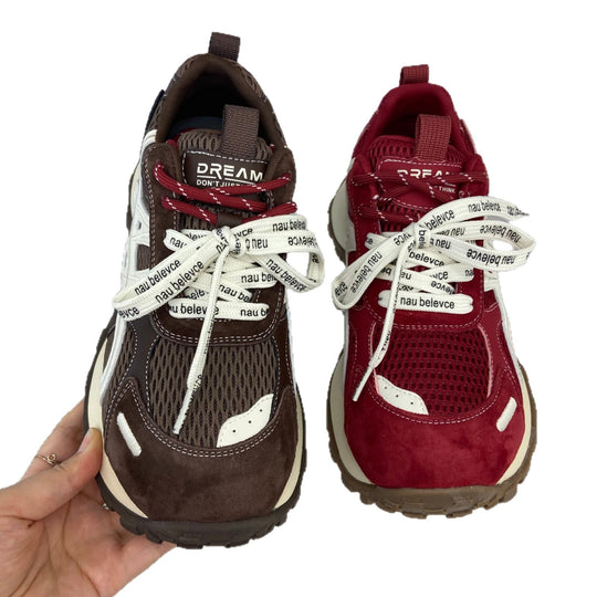 Damen Sportliche Plateau-Sneaker mit atmungsaktiver Mesh-Oberfläche und dämpfender Sohle R&B