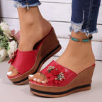 Damen Wedge-Pantoletten mit floralem Design R&B