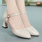 Damen Elegante Pumps mit modischem Riemchen und komfortablem Blockabsatz