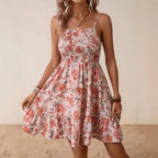 Damen Wickelkleid mit floralem Design und verstellbaren Spaghetti-Trägern R&B