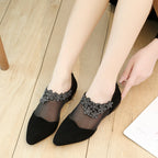Damen Ballerinas mit eleganter Blüten-Applikation und atmungsaktiver Netzstruktur R&B