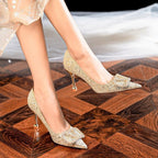 Damen Glamouröse High Heels mit funkelndem Strassdetail und raffinierter Schleifenverzierung R&B