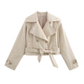Damen kurze Trenchjacke mit eleganter Taillierung und praktischen Taschen R&B