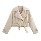Damen kurze Trenchjacke mit eleganter Taillierung und praktischen Taschen R&B