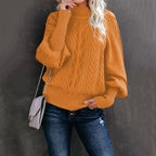 Damen Strickpullover mit hochgeschlossenem Kragen und strukturiertem Design R&B