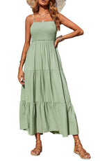 Damen Maxikleid mit verstellbaren Trägern und Rüschen R&B