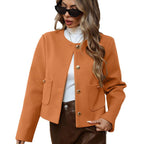Damen Kurze Blazerjacke mit praktischen Taschen und goldenen Knöpfen R&B