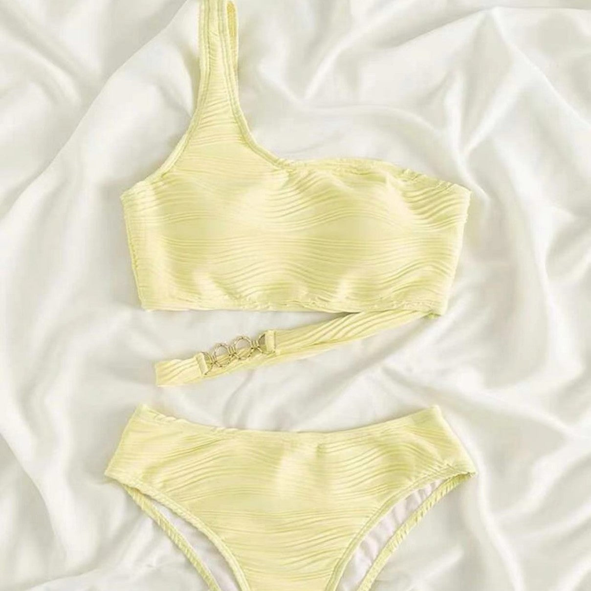 Damen Einseitiger Schnitt Bikini mit Raffung R&B